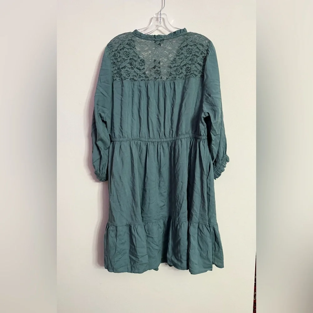 Torrid New Size 2 18/20 Mini Challis Shirt Dress Dark Forest Green Flowy - Picture 9 of 9
